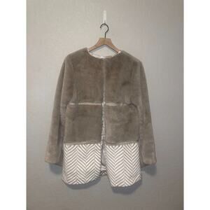 Womens Olympiah Coat  Selle Two-Tone Fur Jacket Outerwear Designer Beige Small